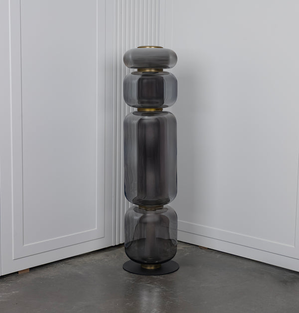 Seul Dörtlü Füme Cam Eskitme Mermer Lambader