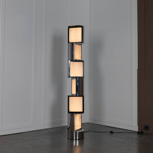 Santiago Beyaz Mermer Krom Lambader