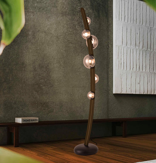 Labranda 6 Bal Camlı Kahverengi Led Lambader