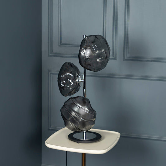 Hobart 3'lü Füme Camlı Krom Masa Lambası