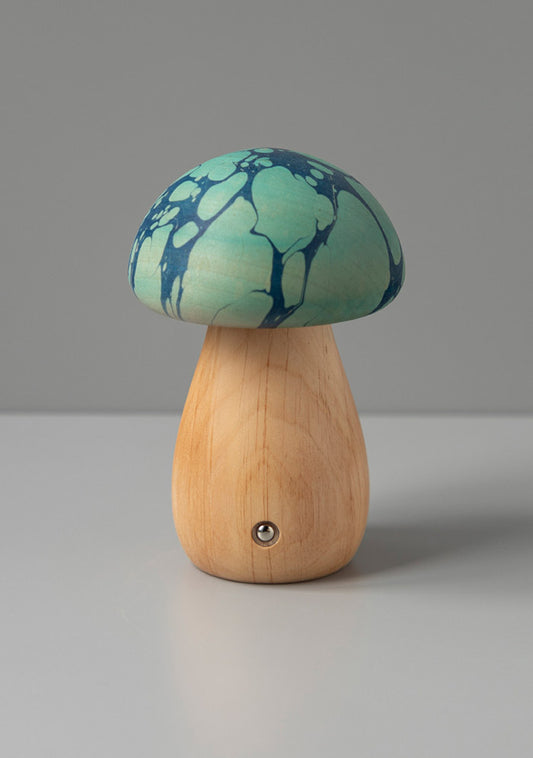 Shaggy Mavi Battal Ebru Ahşap Mantar Masa Lambası