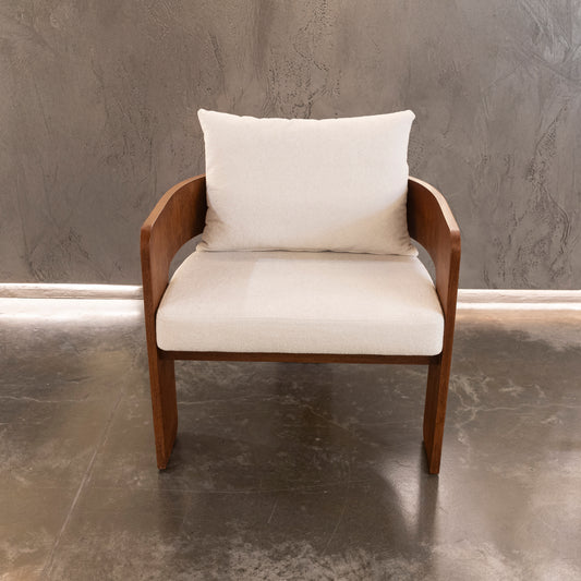 Tapıo Wenge Ahşap Beyaz Bukle Kumaş Berjer