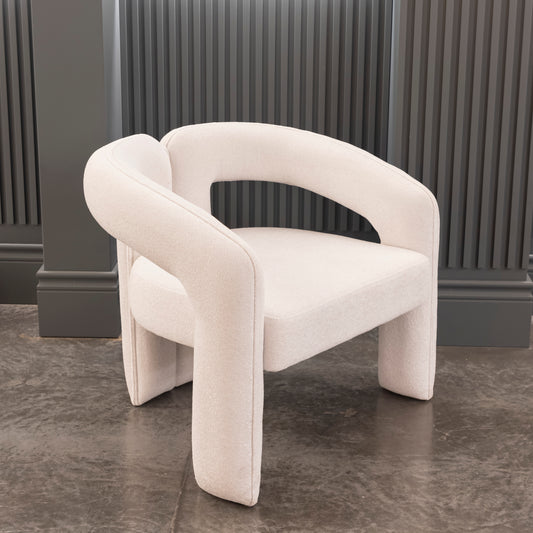 MOIR BEYAZ BUKLE KUMAŞ BERJER 80x70x70 cm