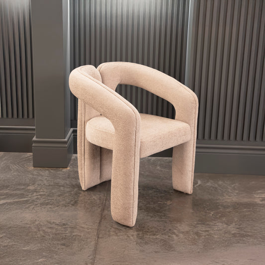 MINOS BEJ RENGİ BUKLE KUMAŞ SANDALYE 67x60x77 cm