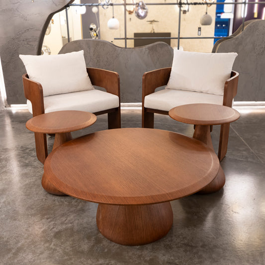 Demeter Mantar Ahşap Wenge Üçlü Sehpa