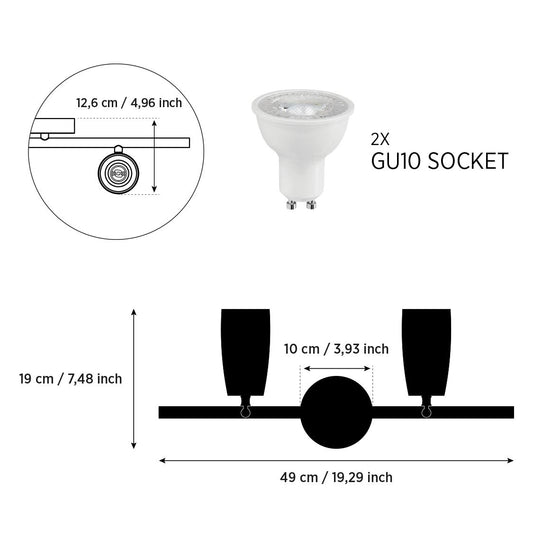 Angel İkili Ahşap Siyah Aplik