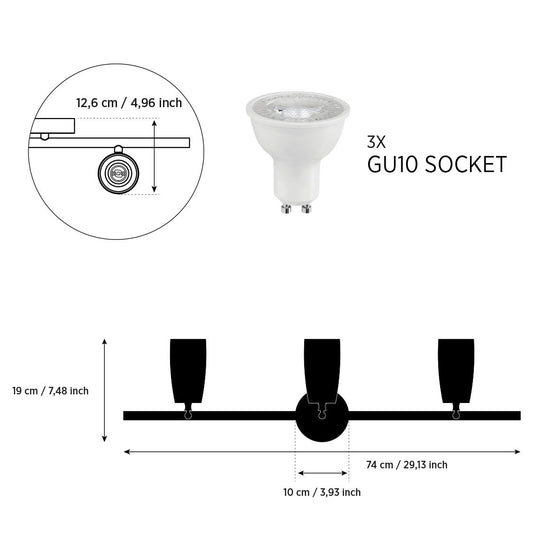 Angel Üçlü Ahşap Siyah Aplik
