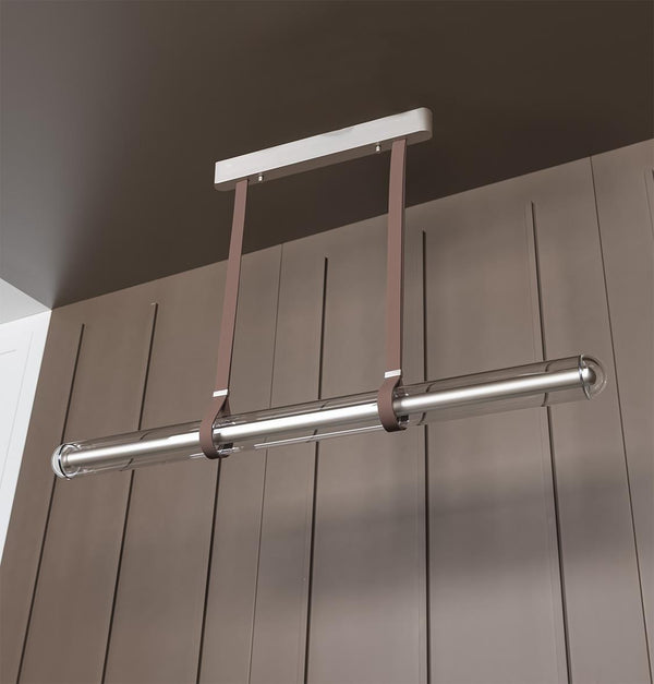 Bermuda Şeffaf Cam Bej Yemek Masası Avize 120 cm