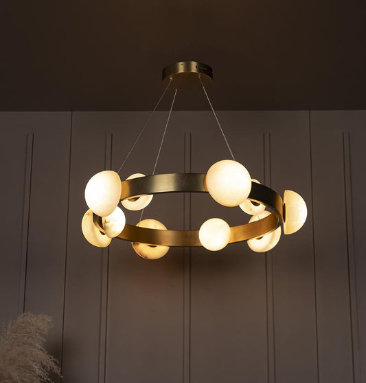 Hartum Mermer Eskitme Salon Avize 80 cm