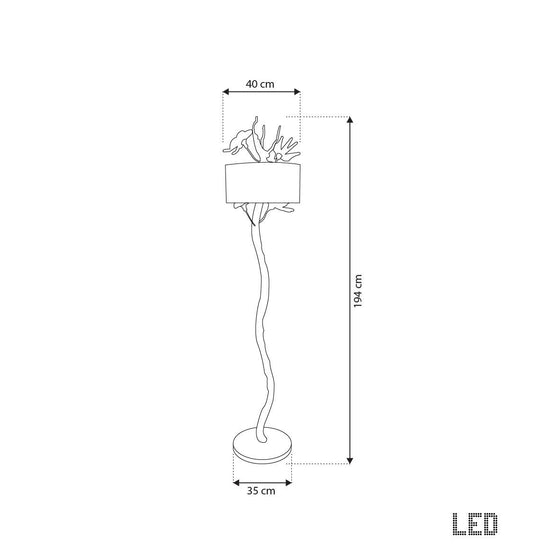Peru Pirinç Şeffaf Kırlangıç Cam Lambader 194cm