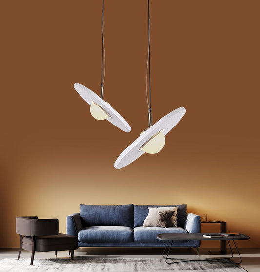 Şalık Eskitme Beyaz Beton LED Sarkıt Avize 30 cm