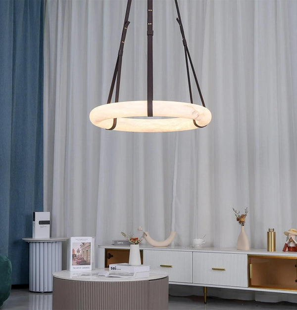 Teta Beyaz Mermerli Eskitme Sarkıt Avize 80 cm