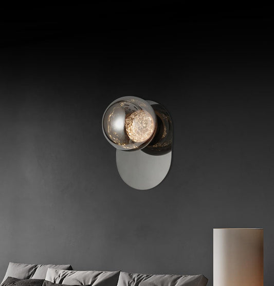 Tomris Füme Cam Platin Tek Toplu Led Aplik
