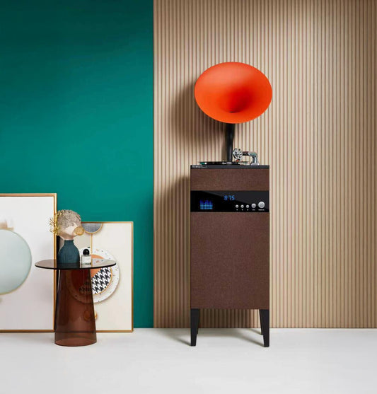 Turuncu Kahverengi Gramofon Müzik Çalar