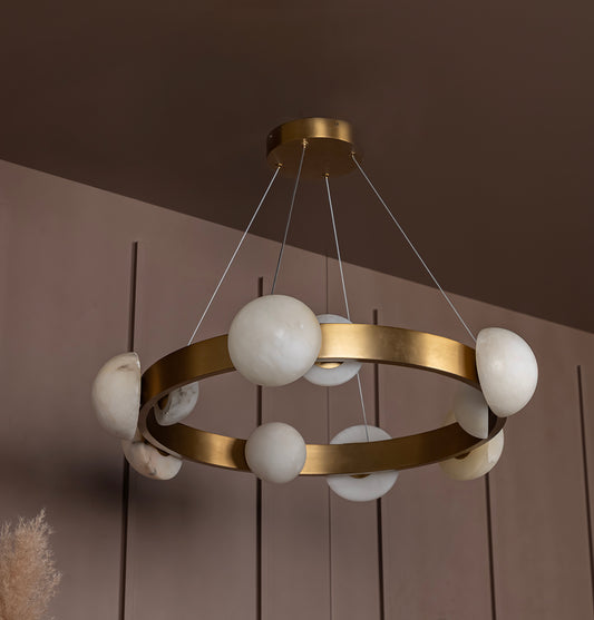 Hartum Mermer Eskitme Salon Avize 80 cm