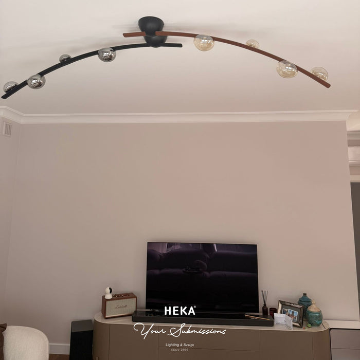Kinşasa Kahverengi Deri Beş Bal Cam Plafonyer - 1