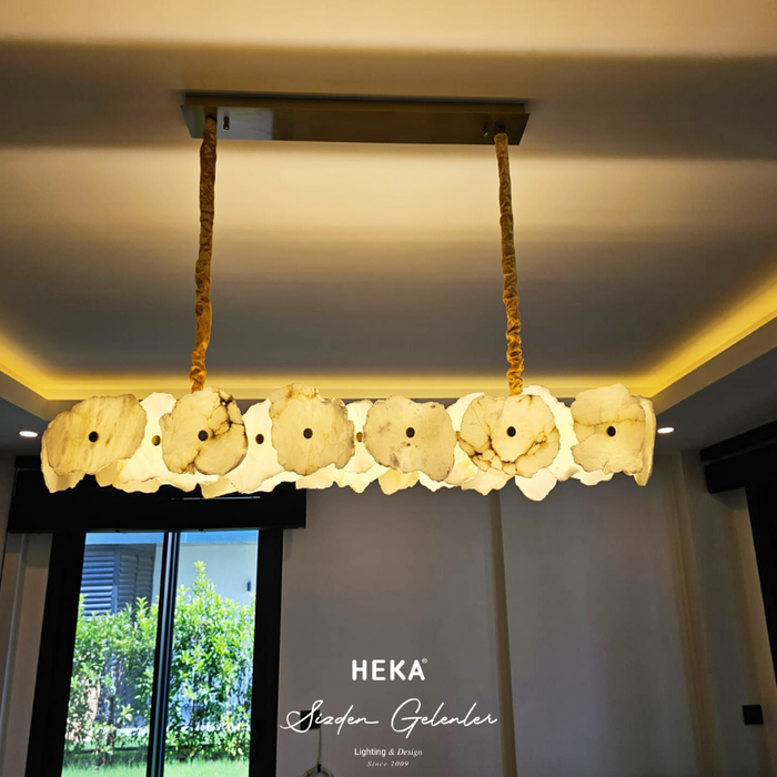 Anvers Eskitme Mermer Yemek Masa Üstü LED Avize - 3