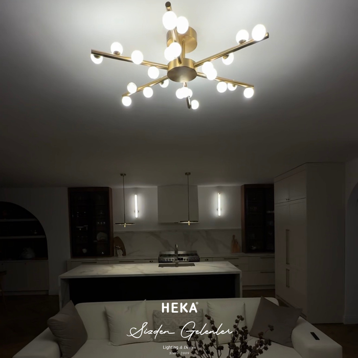 Gine Mermer Toplu Eskitme Salon Avize 65 cm - 3