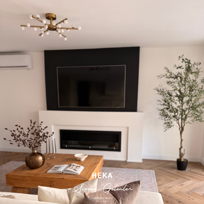 Gine Mermer Eskitme Yuvarlak Avize Large - 2