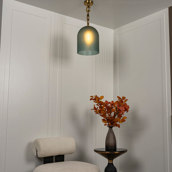 Castel Tekli Yeşil Satina Cam Sarkıt - Medium