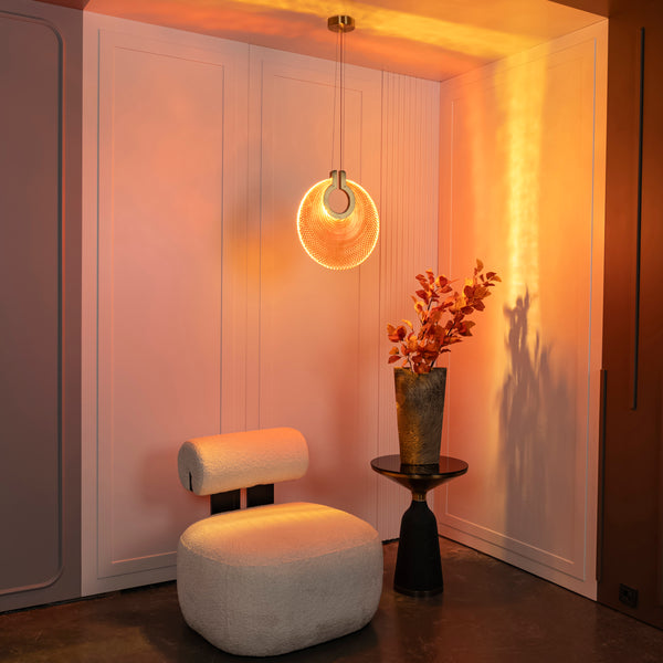 Skyline Tekli Turuncu Cam Sarkıt Avize - Medium