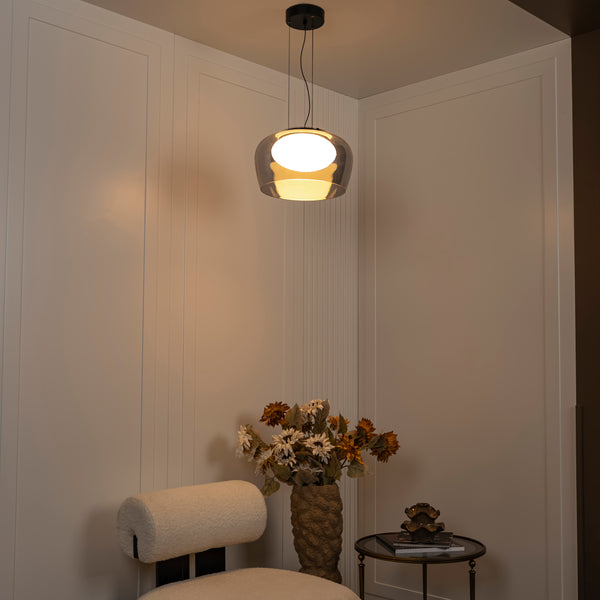 Novella Tekli Füme Cam Sarkıt Avize - Small