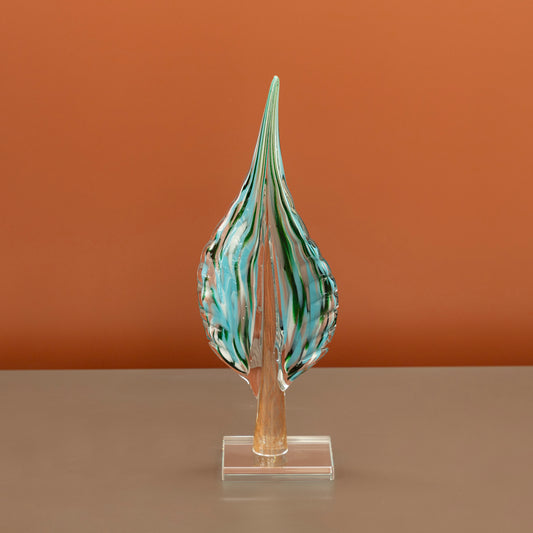 Yeşil Mavi Yaprak Dekor Küçük 12x6x32 cm