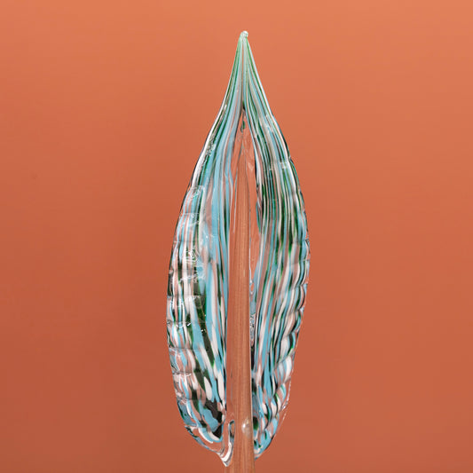Yeşil Mavi Yaprak Dekor Orta Boy 13x8x49 cm