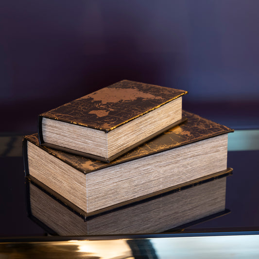 Dünya Haritası İkili Siyah Kitap Kutusu