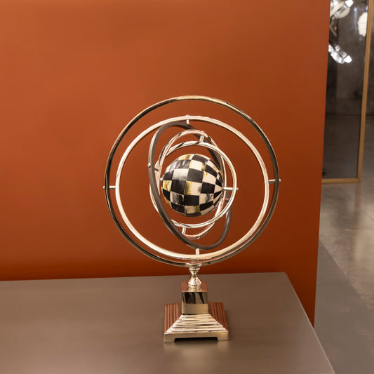 Gümüş Damalı Globe Dekor 36X13X46,5 cm