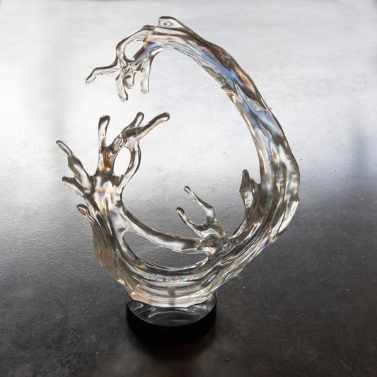 DALGA FORMU ŞEFFAF REÇİNE DEKOR  47x14x65 cm