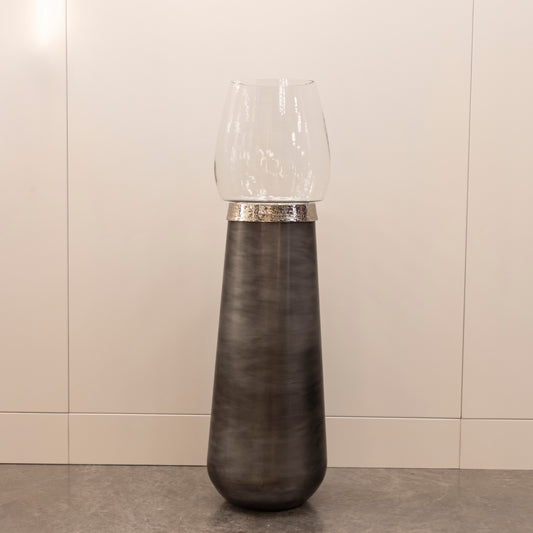 Nikel Gri Cam Küçük Vazo 100 Cm