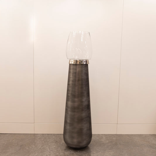 Nikel Gri Cam Büyük Vazo 122 Cm