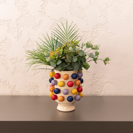 Seramik Puantiyeli Vazo 19X19X24 cm