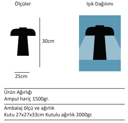 Tochi Mush Ahşap Siyah Masa Lambası