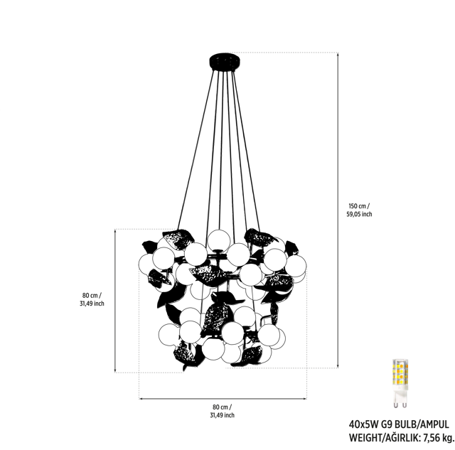 Doha 40'lı Gold Avize