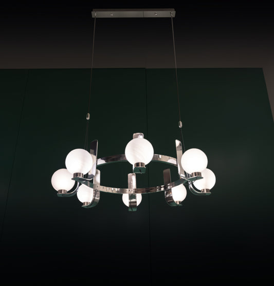 Havana Krom-Platin 8'li Soft Cam Salon Avize 85 cm