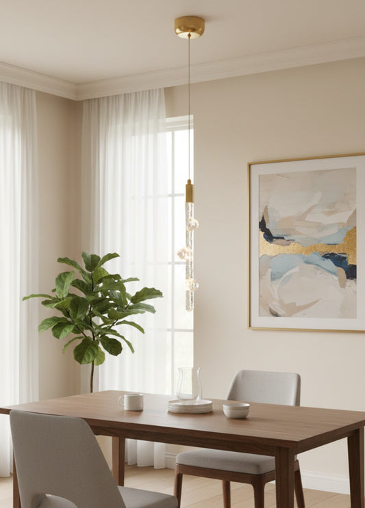 Varda Tekli Şeffaf Cam LED Sarkıt Avize