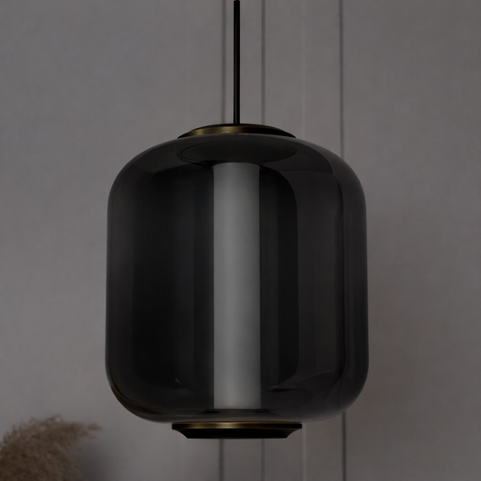 Seul Füme Cam Beyaz Mermer Eskitme Sarkıt Avize 36 cm