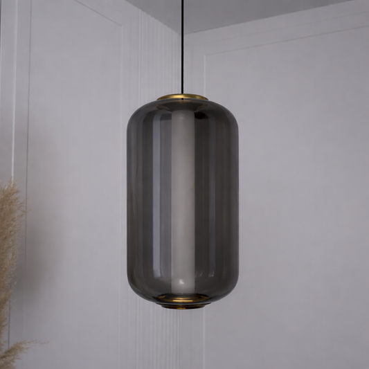 Seul Füme Cam Beyaz Mermer Eskitme Sarkıt Avize 56 cm