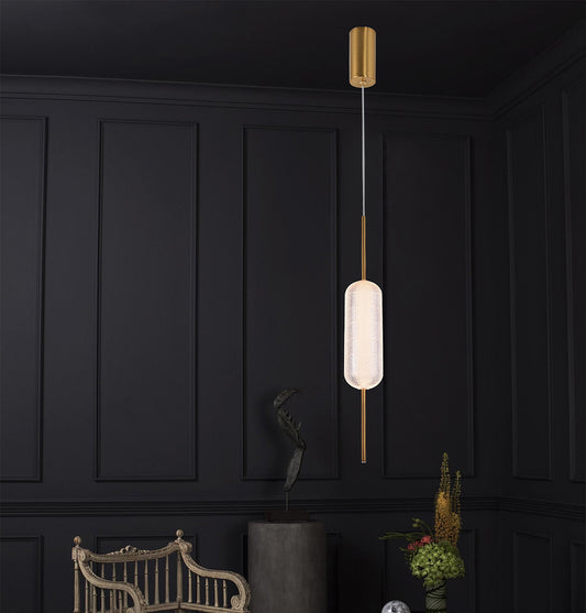 Sofya Akrilik Eskitme Şeffaf Cam LED Sarkıt Avize 60 cm