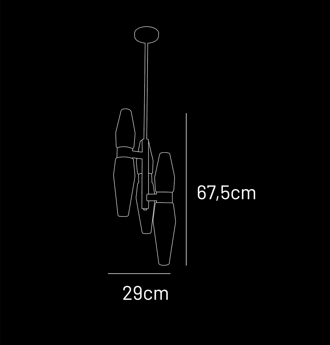 Omega Altı Şeffaf Camlı Eskitme LED Sarkıt Avize