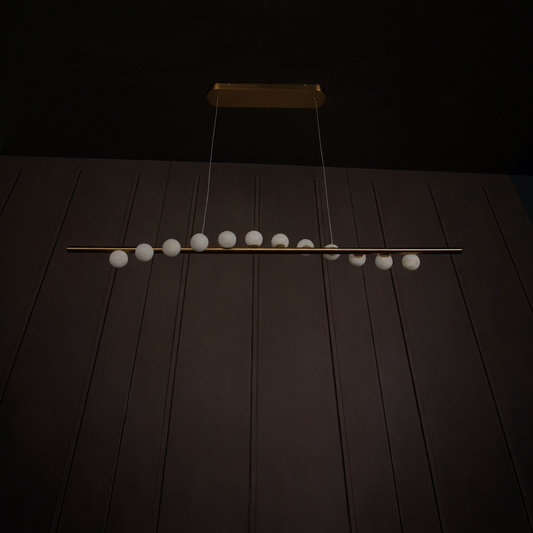 Gine Mermer Toplu Eskitme Yemek Masası Avize 120 cm