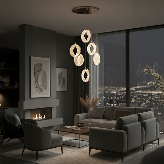 Asena 6'lı Salon Akrilik LED Sarkıt Avize