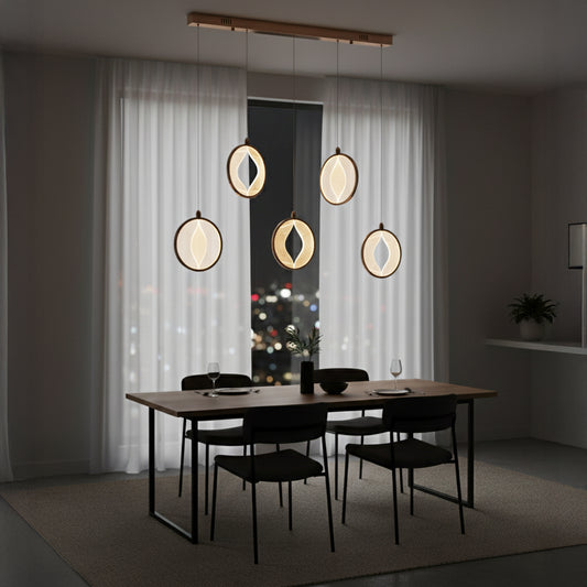 Asena 5'li Akrilik Yemek Masa Üstü LED Sarkıt Avize