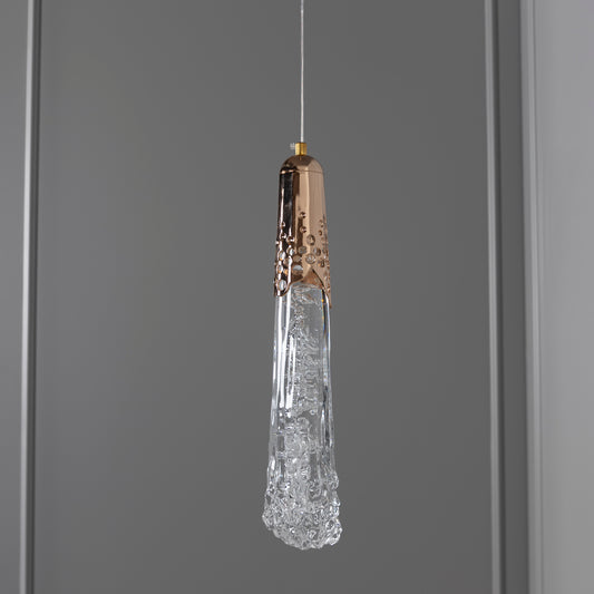 Nairobi Tekli Kristal Gold Sarkıt Avize 40 cm