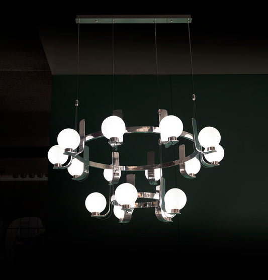 Havana Krom-Platin 15'li Soft Cam Salon Avize 105 cm