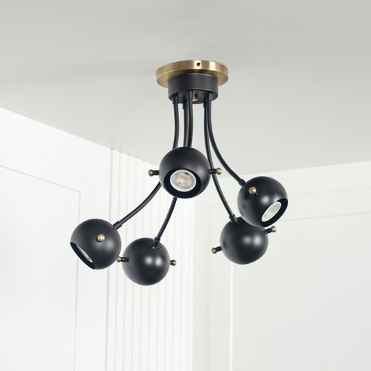 Nodus Beşli Metal Siyah Plafonyer 46Cm