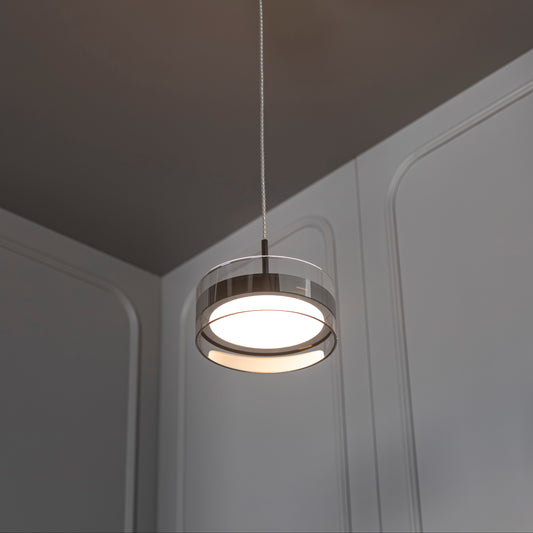 Berlin Platin Paslanmaz Şeffaf Cam Sarkıt Avize 20 cm