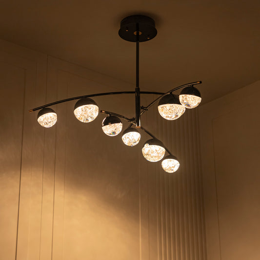 Lima 9'lu Şeffaf Akrilik Platin Salon Avize